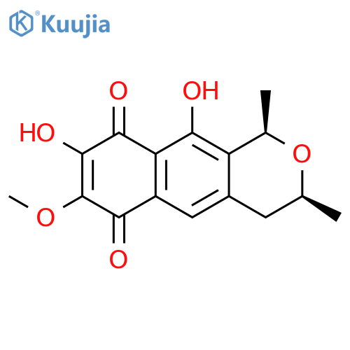 1H-Naphtho[2,3-c]pyran-6,9-dione,3,4-dihydro-8,10-dihydroxy-7-methoxy-1,3-dimethyl-, (1R,3S)- structure