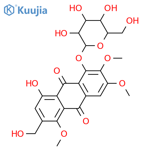 1,2,3,5,8-Pentahydroxy-6-(hydroxymethyl)anthraquinone; 2,3,5-Tri-Me ether, 1-O-β-D-glucopyranoside structure