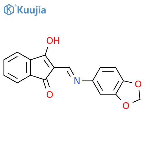 2-((Benzo[3,4-D]1,3-dioxolen-5-ylamino)methylene)indane-1,3-dione structure