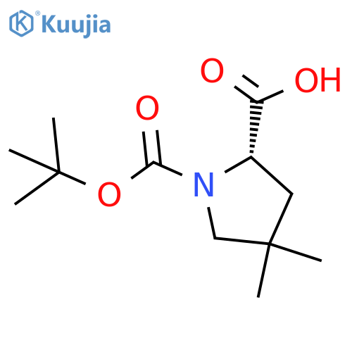 (2S)-1-[(tert-butoxy)carbonyl]-4,4-dimethylpyrrolidine-2-carboxylic acid structure