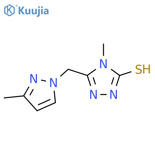 4-methyl-5-(3-methyl-1H-pyrazol-1-yl)methyl-4H-1,2,4-triazole-3-thiol structure