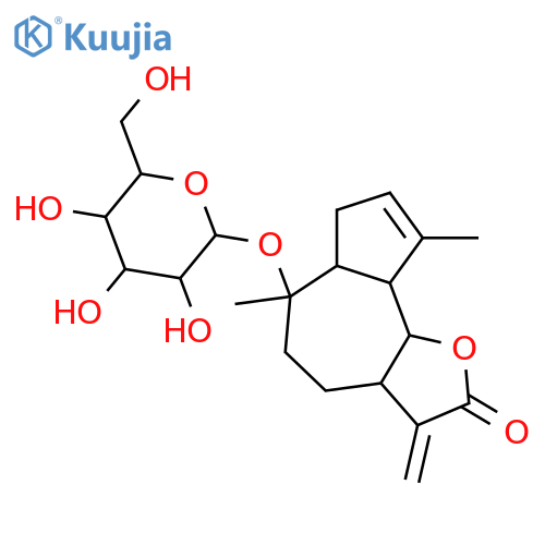 Azuleno[4,5-b]furan-2(3H)-one,6-(b-D-glucopyranosyloxy)-3a,4,5,6,6a,7,9a,9b-octahydro-6,9-dimethyl-3-methylene-,(3aS,6R,6aR,9aR,9bS)- structure