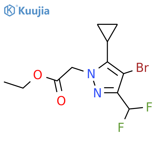 ethyl 2-4-bromo-5-cyclopropyl-3-(difluoromethyl)-1H-pyrazol-1-ylacetate structure
