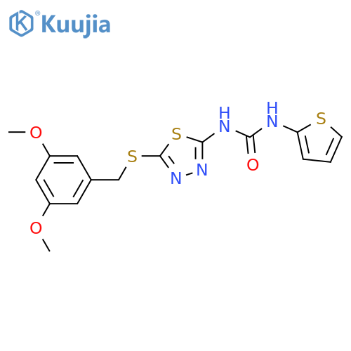 3-(5-{[(3,5-dimethoxyphenyl)methyl]sulfanyl}-1,3,4-thiadiazol-2-yl)-1-(thiophen-2-yl)urea structure
