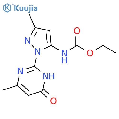 ethyl N-[3-methyl-1-(4-methyl-6-oxo-1,6-dihydropyrimidin-2-yl)-1H-pyrazol-5-yl]carbamate structure