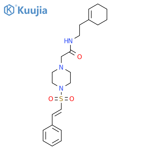N-[2-(cyclohex-1-en-1-yl)ethyl]-2-[4-(2-phenylethenesulfonyl)piperazin-1-yl]acetamide structure
