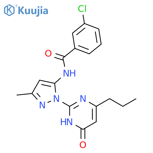 3-chloro-N-[3-methyl-1-(6-oxo-4-propyl-1,6-dihydropyrimidin-2-yl)-1H-pyrazol-5-yl]benzamide structure