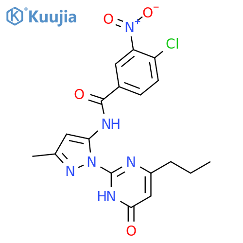 4-chloro-N-[3-methyl-1-(6-oxo-4-propyl-1,6-dihydropyrimidin-2-yl)-1H-pyrazol-5-yl]-3-nitrobenzamide structure