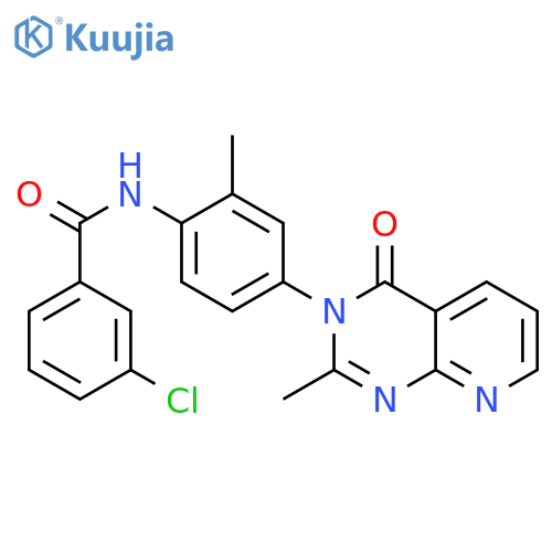 3-chloro-N-(2-methyl-4-{2-methyl-4-oxo-3H,4H-pyrido[2,3-d]pyrimidin-3-yl}phenyl)benzamide structure