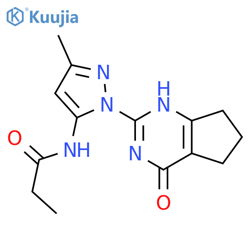 N-(3-methyl-1-{4-oxo-3H,4H,5H,6H,7H-cyclopenta[d]pyrimidin-2-yl}-1H-pyrazol-5-yl)propanamide structure