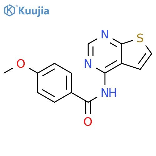 4-methoxy-N-{thieno[2,3-d]pyrimidin-4-yl}benzamide structure