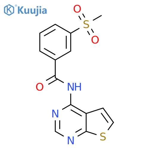 3-methanesulfonyl-N-{thieno[2,3-d]pyrimidin-4-yl}benzamide structure