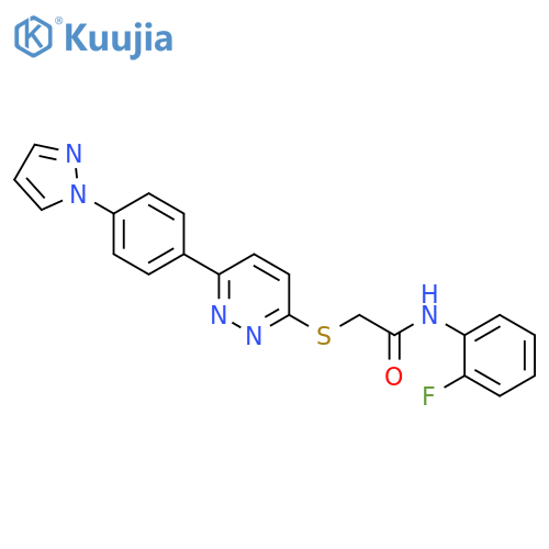 N-(2-fluorophenyl)-2-({6-[4-(1H-pyrazol-1-yl)phenyl]pyridazin-3-yl}sulfanyl)acetamide structure