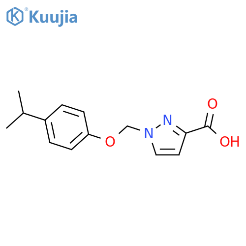 1-{4-(propan-2-yl)phenoxymethyl}-1H-pyrazole-3-carboxylic acid structure
