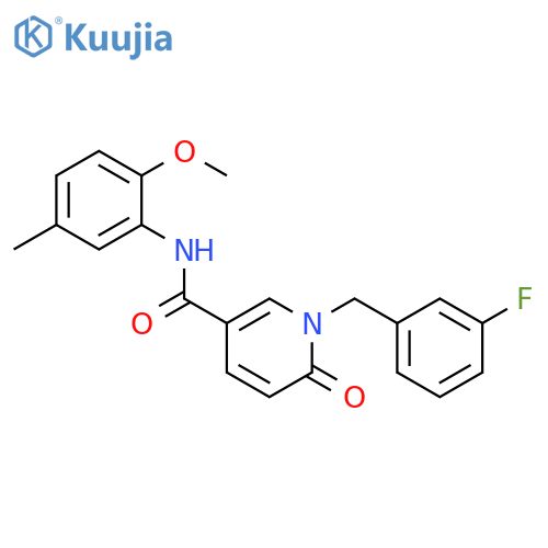 1-[(3-fluorophenyl)methyl]-N-(2-methoxy-5-methylphenyl)-6-oxo-1,6-dihydropyridine-3-carboxamide structure