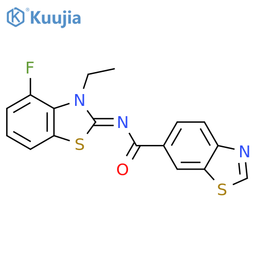 N-[(2Z)-3-ethyl-4-fluoro-2,3-dihydro-1,3-benzothiazol-2-ylidene]-1,3-benzothiazole-6-carboxamide structure