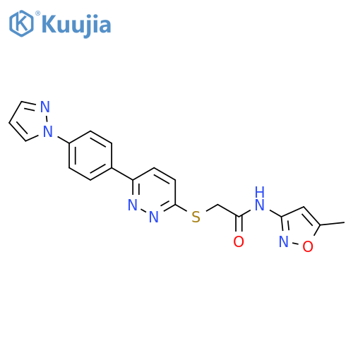 N-(5-methyl-1,2-oxazol-3-yl)-2-({6-[4-(1H-pyrazol-1-yl)phenyl]pyridazin-3-yl}sulfanyl)acetamide structure
