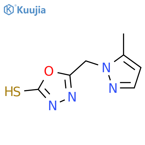 5-(5-Methyl-1H-pyrazol-1-yl)methyl-1,3,4-oxadiazole-2-thiol structure