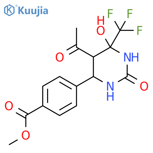 methyl 4-[5-acetyl-6-hydroxy-2-oxo-6-(trifluoromethyl)-1,3-diazinan-4-yl]benzoate structure