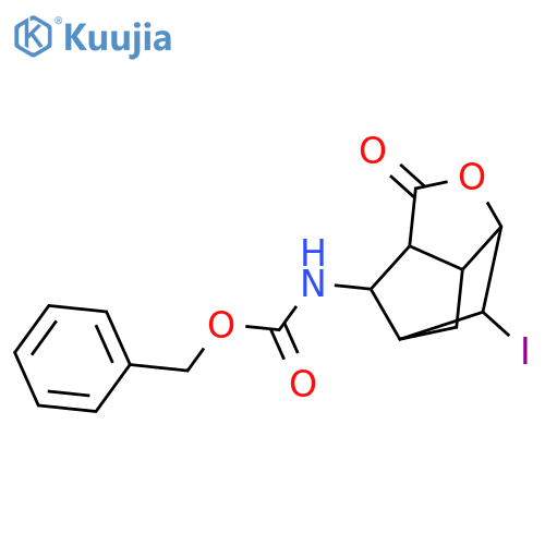 benzyl N-(2-iodo-5-oxo-4-oxatricyclo[4.2.1.03?]nonan-9-yl)carbamate structure