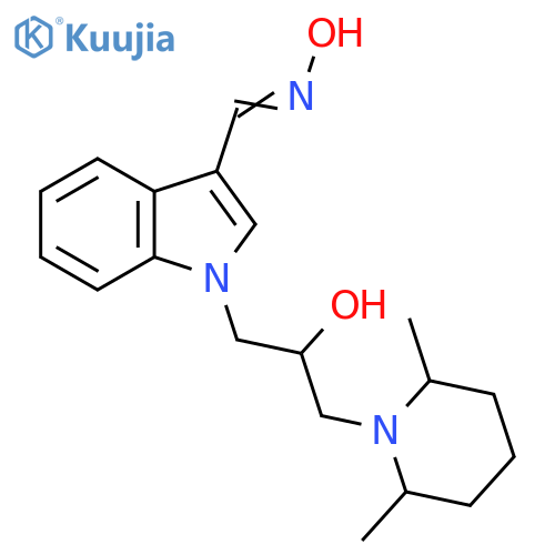1-(2,6-dimethylpiperidin-1-yl)-3-{3-[(1E)-(hydroxyimino)methyl]-1H-indol-1-yl}propan-2-ol structure