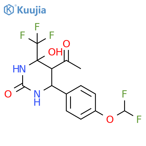 5-acetyl-6-[4-(difluoromethoxy)phenyl]-4-hydroxy-4-(trifluoromethyl)-1,3-diazinan-2-one structure