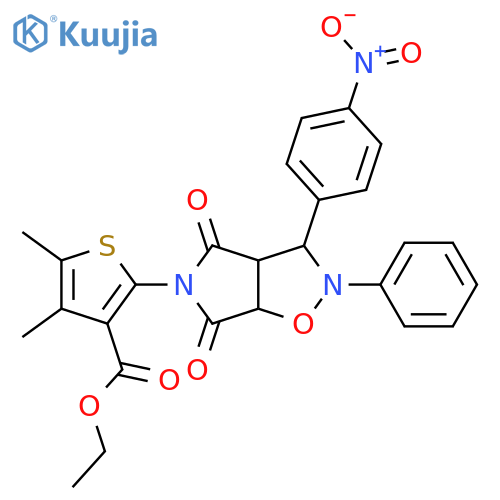 ethyl 4,5-dimethyl-2-[3-(4-nitrophenyl)-4,6-dioxo-2-phenyl-hexahydro-2H-pyrrolo[3,4-d][1,2]oxazol-5-yl]thiophene-3-carboxylate structure