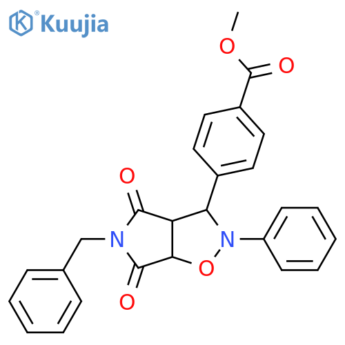 methyl 4-{5-benzyl-4,6-dioxo-2-phenyl-hexahydro-2H-pyrrolo[3,4-d][1,2]oxazol-3-yl}benzoate structure