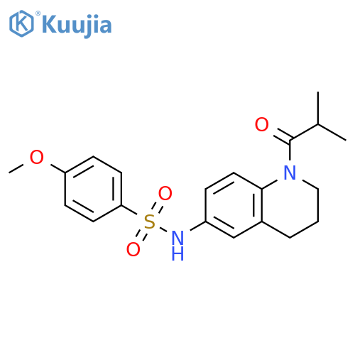 4-methoxy-N-[1-(2-methylpropanoyl)-1,2,3,4-tetrahydroquinolin-6-yl]benzene-1-sulfonamide structure