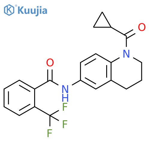 N-(1-cyclopropanecarbonyl-1,2,3,4-tetrahydroquinolin-6-yl)-2-(trifluoromethyl)benzamide structure