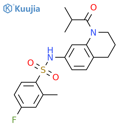 4-fluoro-2-methyl-N-[1-(2-methylpropanoyl)-1,2,3,4-tetrahydroquinolin-7-yl]benzene-1-sulfonamide structure