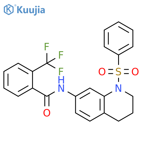 N-[1-(benzenesulfonyl)-1,2,3,4-tetrahydroquinolin-7-yl]-2-(trifluoromethyl)benzamide structure