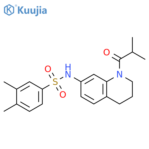 3,4-dimethyl-N-[1-(2-methylpropanoyl)-1,2,3,4-tetrahydroquinolin-7-yl]benzene-1-sulfonamide structure