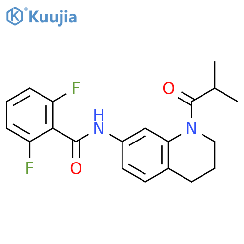 2,6-difluoro-N-[1-(2-methylpropanoyl)-1,2,3,4-tetrahydroquinolin-7-yl]benzamide structure