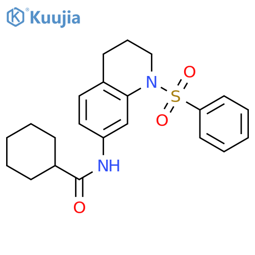 N-[1-(benzenesulfonyl)-1,2,3,4-tetrahydroquinolin-7-yl]cyclohexanecarboxamide structure