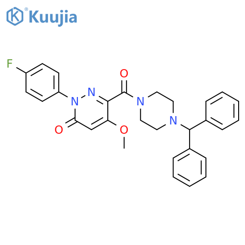 6-[4-(diphenylmethyl)piperazine-1-carbonyl]-2-(4-fluorophenyl)-5-methoxy-2,3-dihydropyridazin-3-one structure