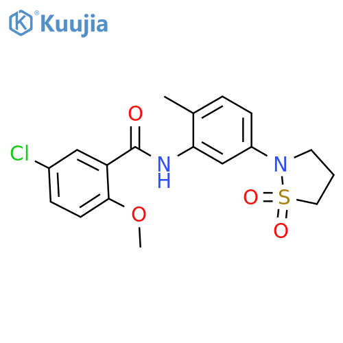 5-chloro-N-[5-(1,1-dioxo-1lambda6,2-thiazolidin-2-yl)-2-methylphenyl]-2-methoxybenzamide structure