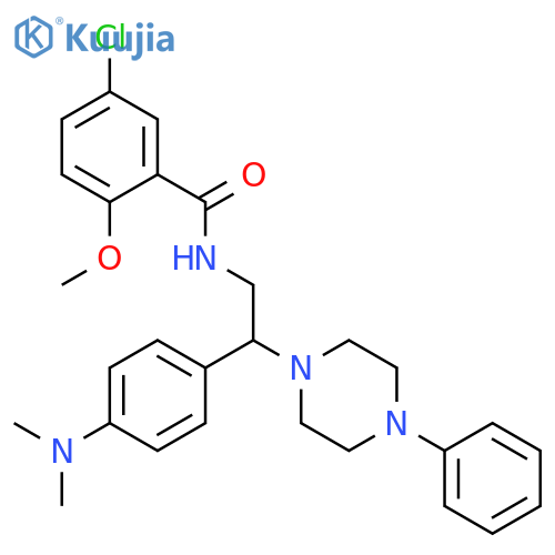 5-chloro-N-{2-[4-(dimethylamino)phenyl]-2-(4-phenylpiperazin-1-yl)ethyl}-2-methoxybenzamide structure