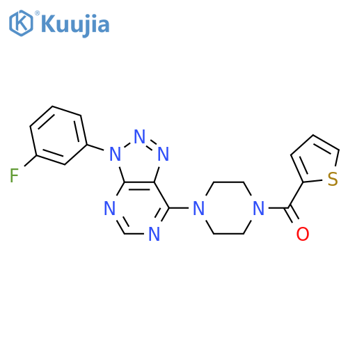 1-[3-(3-fluorophenyl)-3H-[1,2,3]triazolo[4,5-d]pyrimidin-7-yl]-4-(thiophene-2-carbonyl)piperazine structure