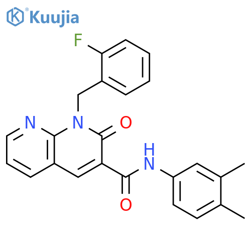 N-(3,4-dimethylphenyl)-1-[(2-fluorophenyl)methyl]-2-oxo-1,2-dihydro-1,8-naphthyridine-3-carboxamide structure