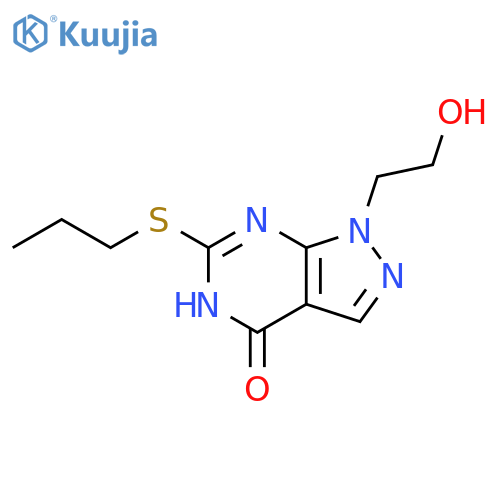 1-(2-hydroxyethyl)-6-(propylsulfanyl)-1H,4H,5H-pyrazolo[3,4-d]pyrimidin-4-one structure