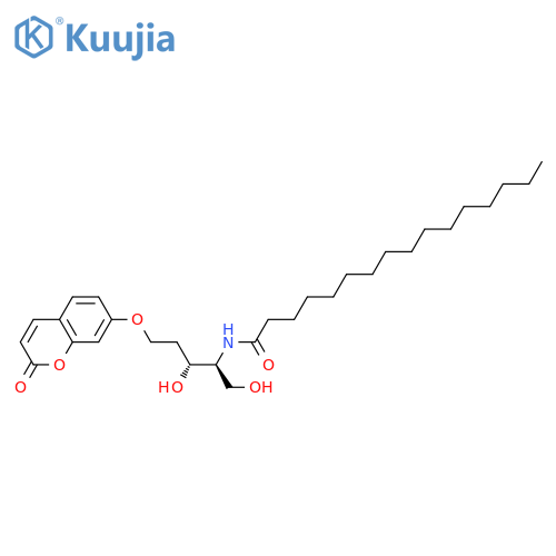 N-((2S,3R)-(+)-1,3-Dihydroxy-5-((2-oxo-2H-chromen-7-yl)oxy)pentan-2-yl)palmitamide structure