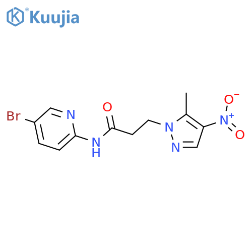 N-(5-Bromo-pyridin-2-yl)-3-(5-methyl-4-nitro-pyrazol-1-yl)-propionamide structure