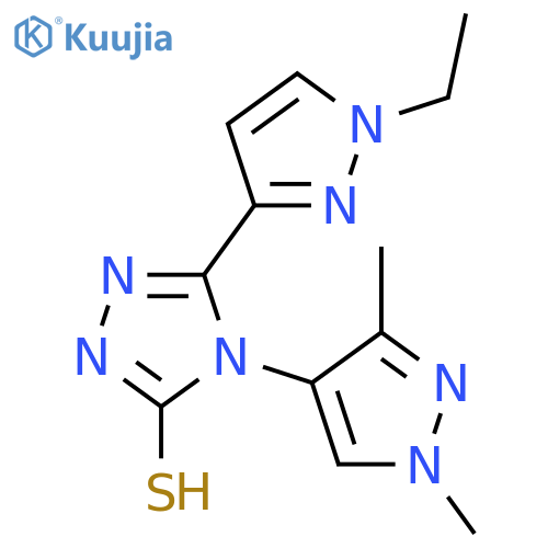 <br>4-(1,3-Dimethyl-1H-pyrazol-4-yl)-5-(1-ethyl-1H-pyrazol-3-yl)-4H-[1,2,4]tria zole-3-thiol structure