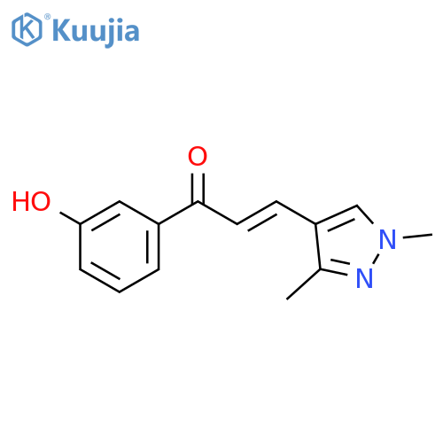 (2E)-3-(1,3-dimethyl-1H-pyrazol-4-yl)-1-(3-hydroxyphenyl)prop-2-en-1-one structure