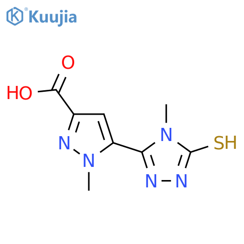 1-methyl-5-(4-methyl-5-sulfanyl-4H-1,2,4-triazol-3-yl)-1H-pyrazole-3-carboxylic acid structure