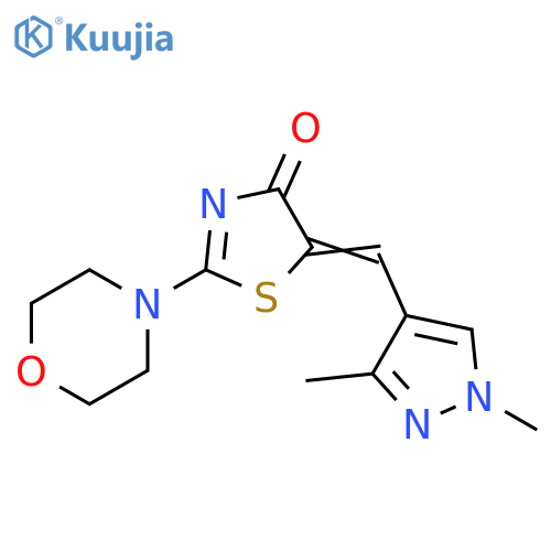 (5Z)-5-[(1,3-dimethyl-1H-pyrazol-4-yl)methylidene]-2-(morpholin-4-yl)-4,5-dihydro-1,3-thiazol-4-one structure