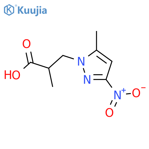 2-methyl-3-(5-methyl-3-nitro-1H-pyrazol-1-yl)propanoic acid structure