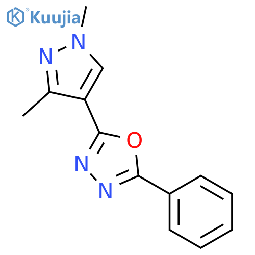 2-(1,3-Dimethyl-1H-pyrazol-4-yl)-5-phenyl-[1,3,4]oxadiazole structure