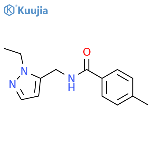 N-(2-Ethyl-2H-pyrazol-3-ylmethyl)-4-methyl-benzamide structure